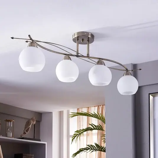 Must-Have Lindby plafoniera Leanda, 80 cm, 4 luci, metallo, vetro