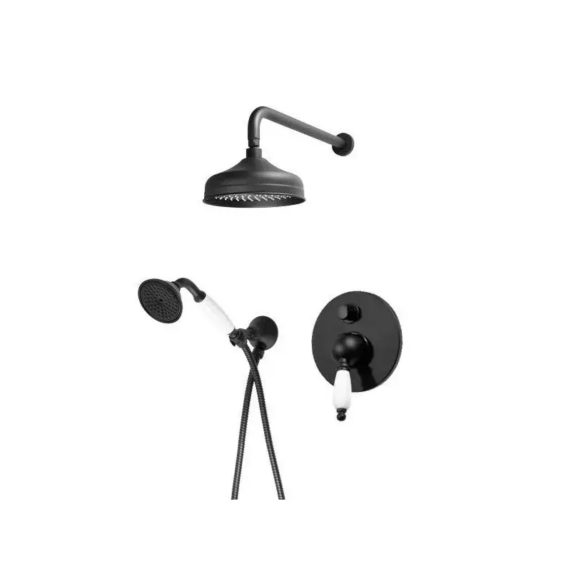 Economico Complete retro shower kit in matt black Gattoni Orta KT100/27NO.OL