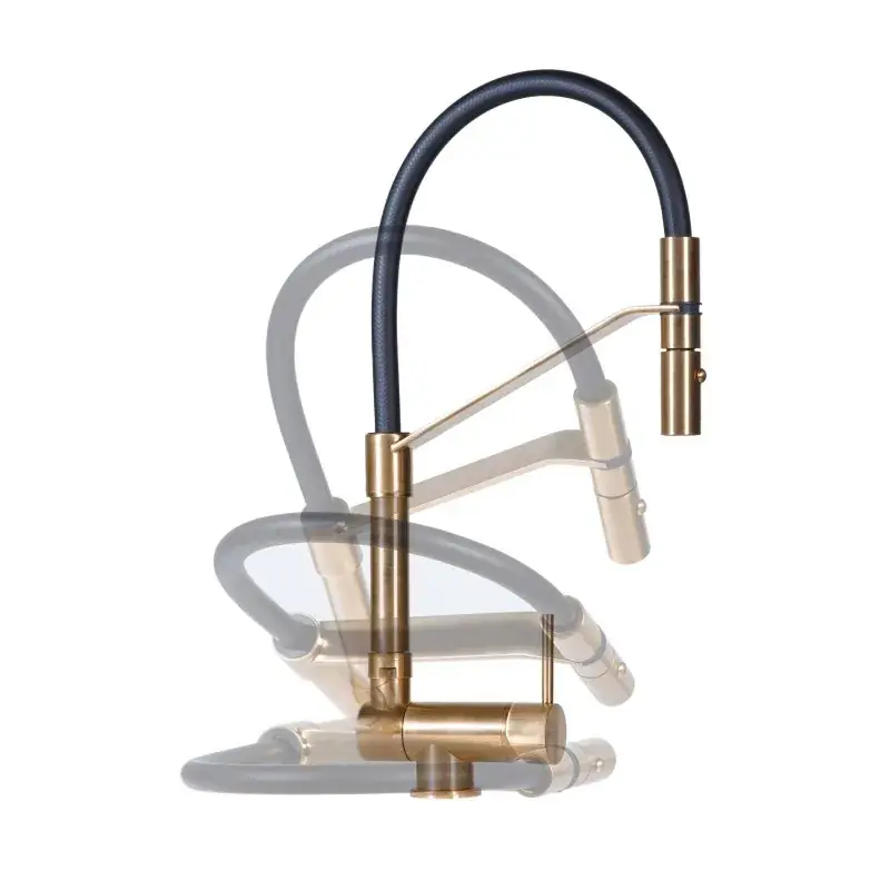 Brushed gold color underwindow kitchen sink mixer Gattoni Rubinetterie 6015065SG Di Tendenza