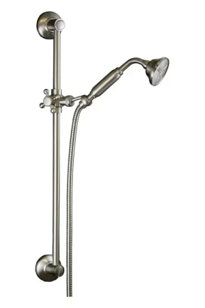 Antique style sliding rail with shower and flexible brushed nickel finish Sphera KING Pagamento Sicuro