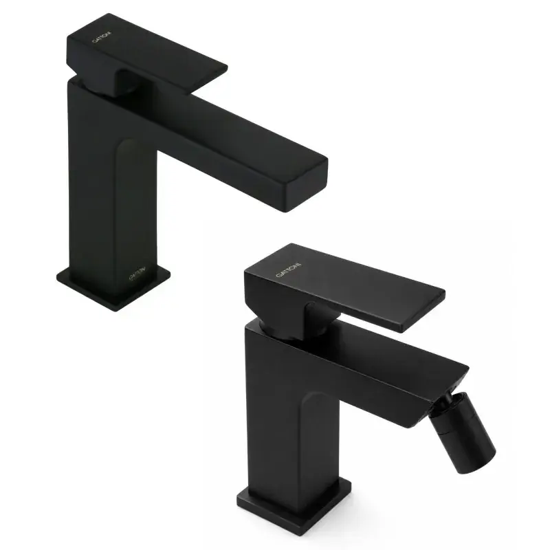 Matt black washbasin and bidet mixer set Gattoni SQUARE KITSQUARENO1 Subito Disponibile