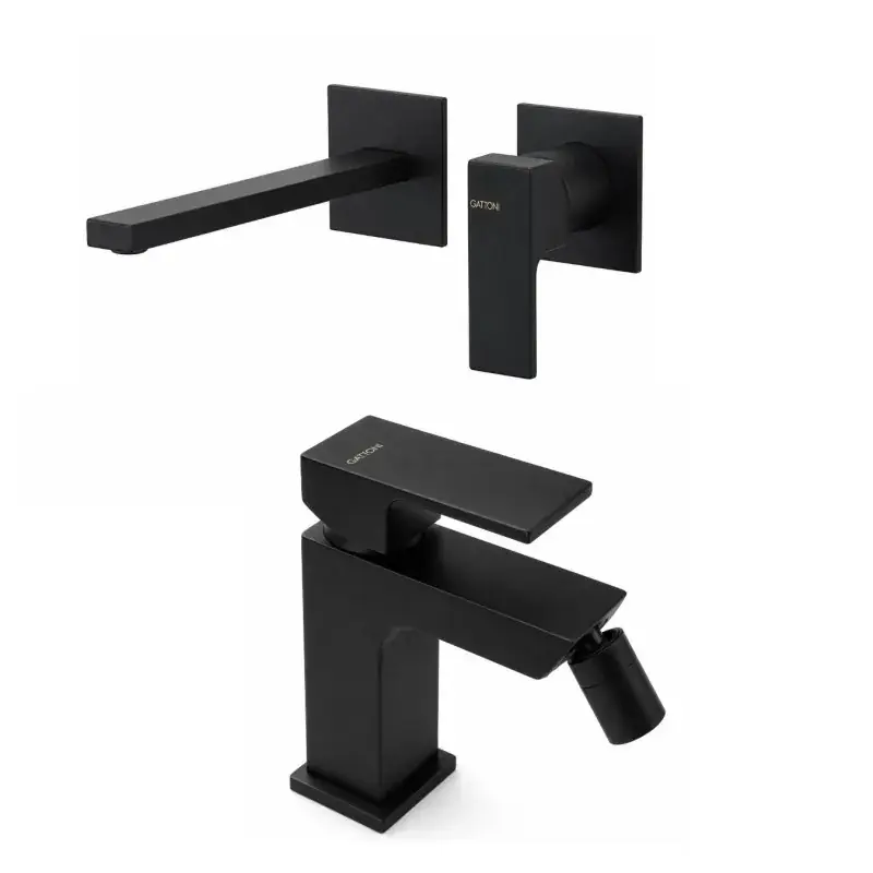 Soddisfatti O Rimborsati Wall mounted washbasin and bidet mixer set in matt black Gattoni Square KITSQUARENO3