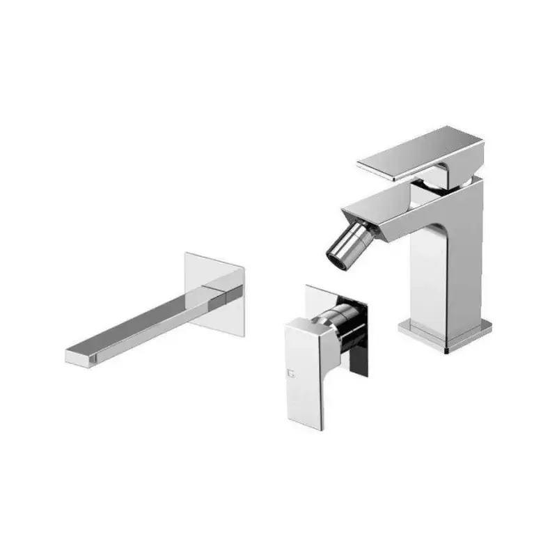 Spedizione Espresso Wall mounted washbasin and bidet mixer set in chrome Gattoni SQUARE KITSQUAREC03
