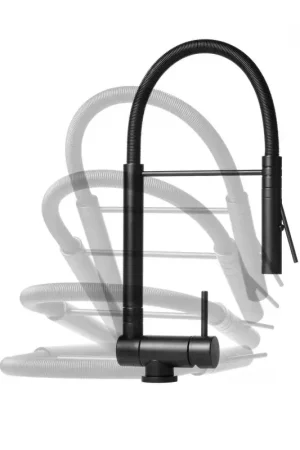 Kitchen mixer with spring folding barrel matt black Nice 29034M1NO Nuova Collezione