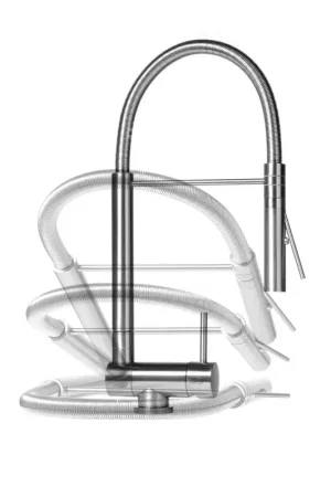 Esclusivo Kitchen mixer with folding spout in brushed nickel color Nice 29034M1NS