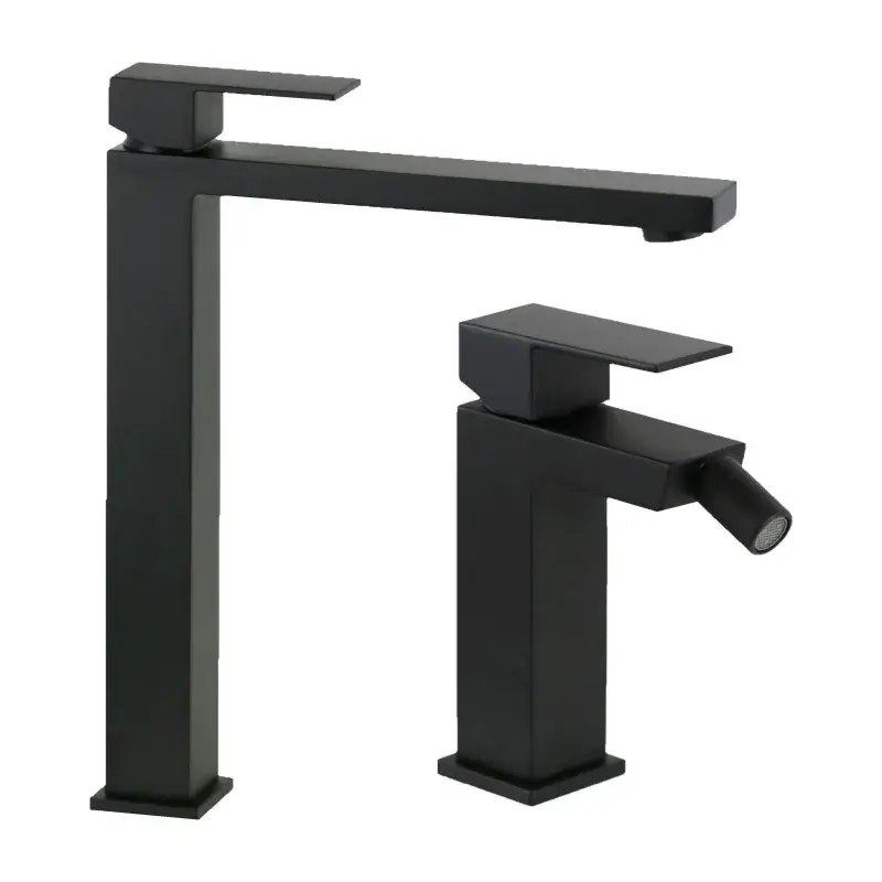 Set of high washbasin and bidet mixers in matt black Ercos Italia R KITITALIAR2NO Occasione