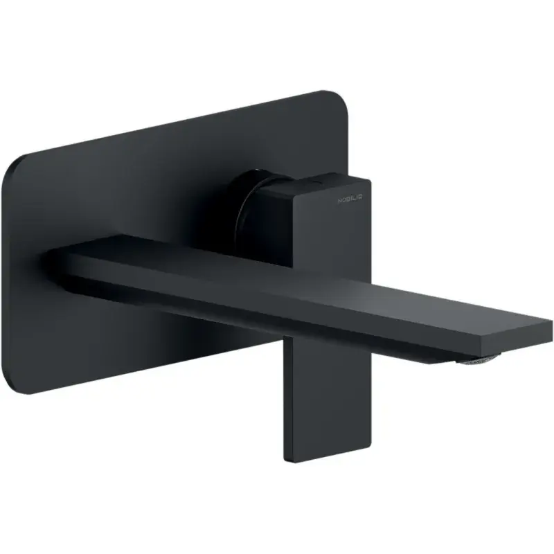 Matt black wall mounted washbasin mixer with 20 cm long spout Nobili Seven SE124198/1BM Reso Gratuito