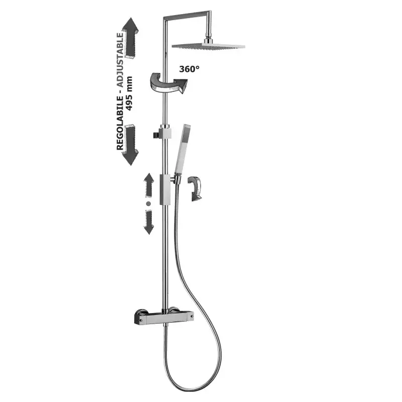 Square model thermostatic shower column Paffoni LEVEL ZCOL655CR Super Prezzo