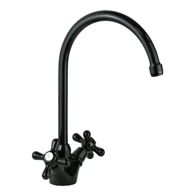 Two-lever kitchen sink faucet in glossy black lucido Gattoni 5692/RE0N Non Perdere