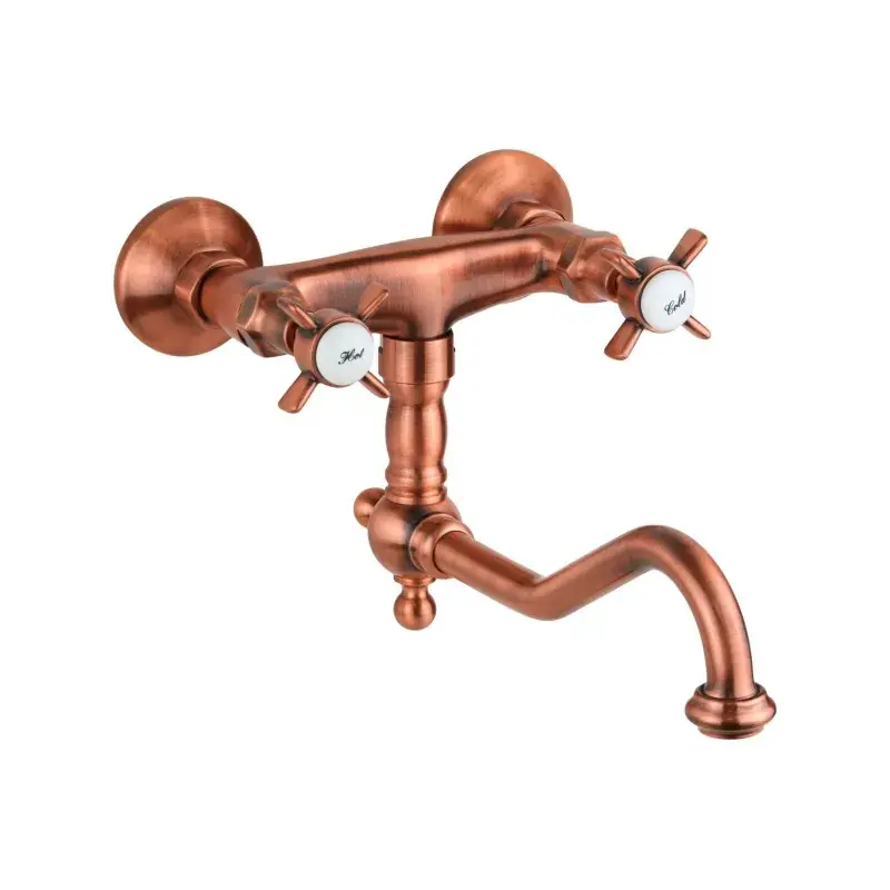 Bestseller Wall mounted kitchen tap in antique copper color Gattoni London 1705117R0