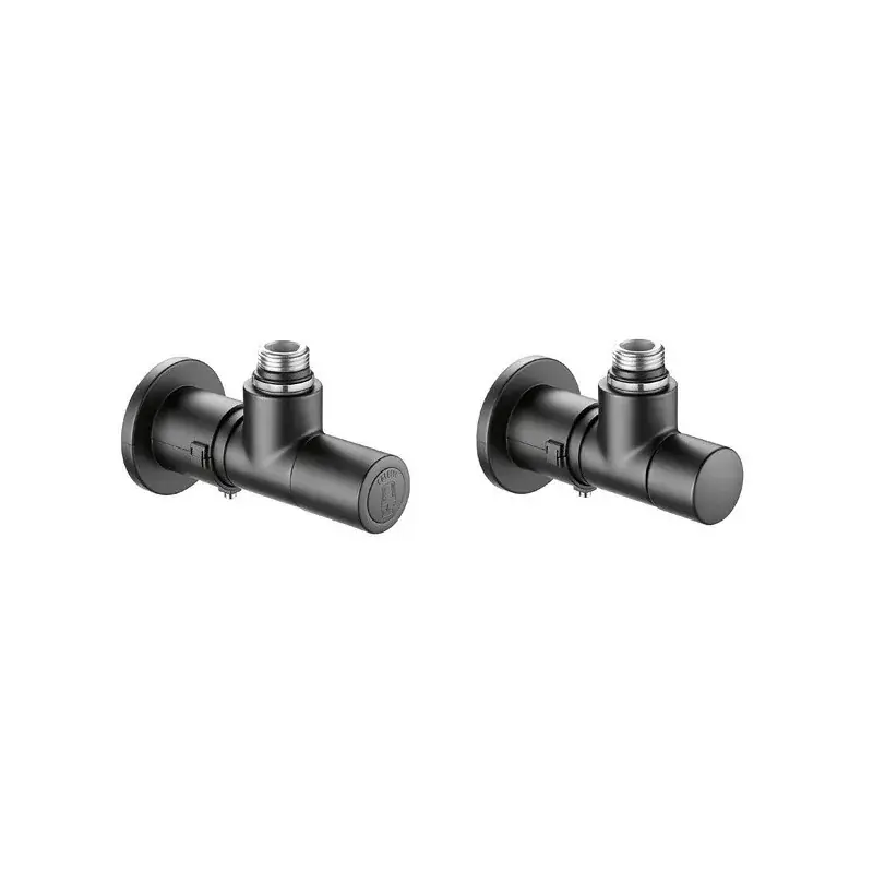 Angled radiator and lockshield valve High style matt black Caleffi 400103 Occasione