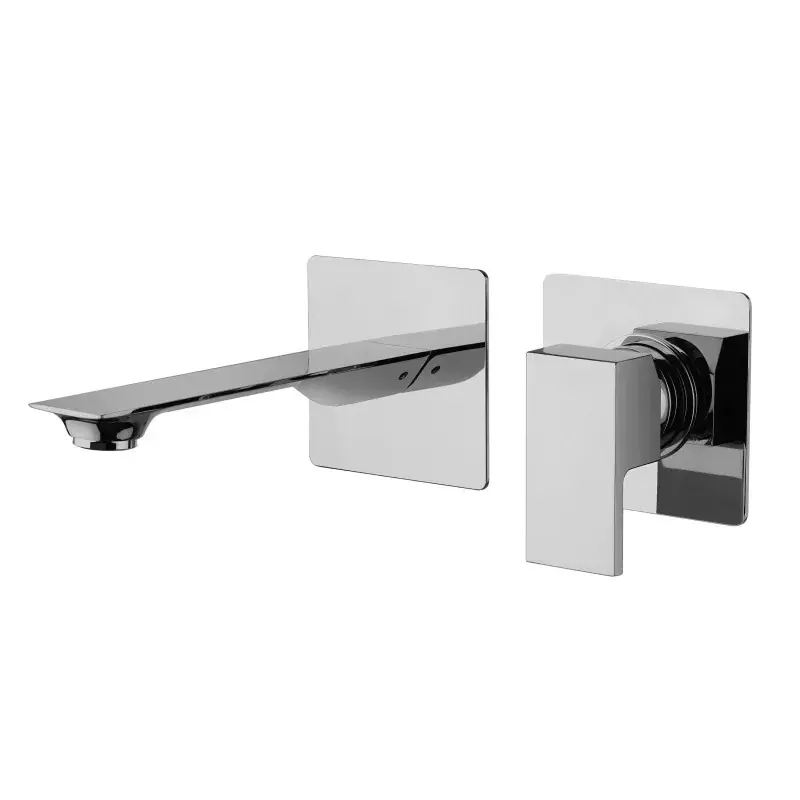 Popolare Wall-mounted washbasin mixer in chromed brass with 96x90 mm plates Paini Venti V2CR208