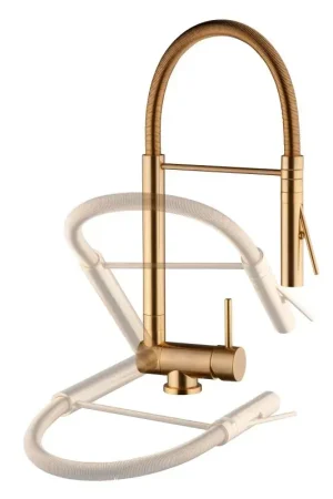 Popolare Kitchen mixer with folding spout in brushed gold color Nice 29034M1OS