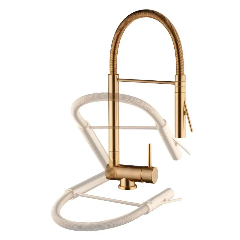 Popolare Kitchen mixer with folding spout in brushed gold color Nice 29034M1OS