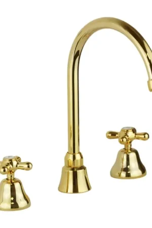 3-hole high spout basin tap in gold color Gattoni Calypso 1109350D0 Promozione