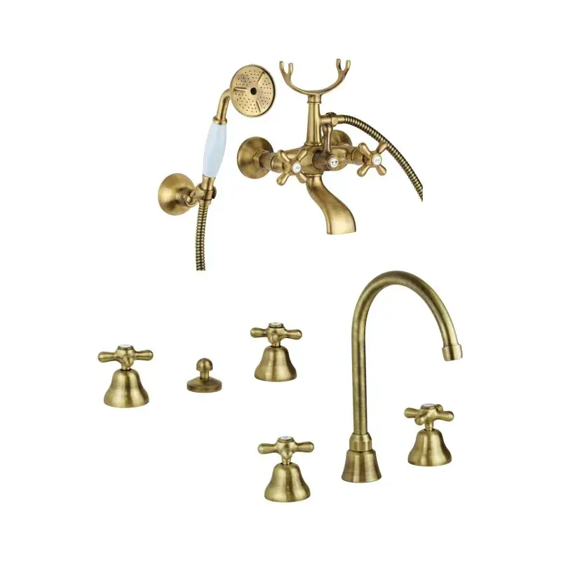 Quantità Limitata Complete bathroom set with three holes tub faucet in bronze color Gattoni Calypso KITCALY2BR