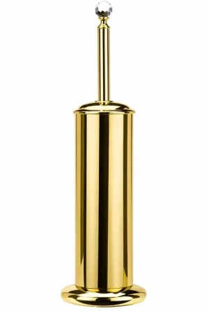 Consegna Rapida Round toilet brush holder in brass gold finish Webert Viktoria D500012010