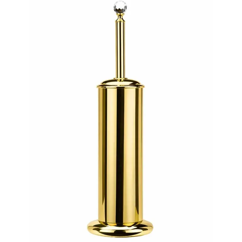 Consegna Rapida Round toilet brush holder in brass gold finish Webert Viktoria D500012010