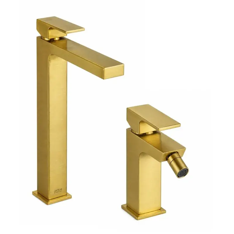 Soddisfatti O Rimborsati Set miscelatori lavabo alto e bidet in colore oro spazzolato Gattoni SQUARE KITSQUARESG2