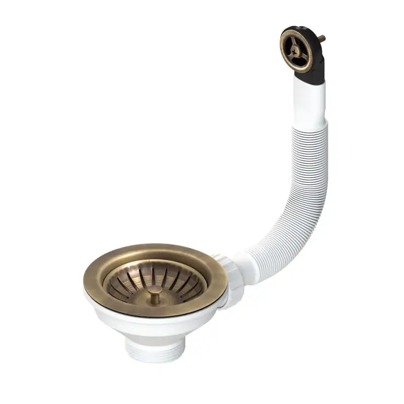 Must-Have Piletta bronzo Ø114 per lavello foro Ø90 con troppo pieno tondo L.B. PLAST D670-70-PIR