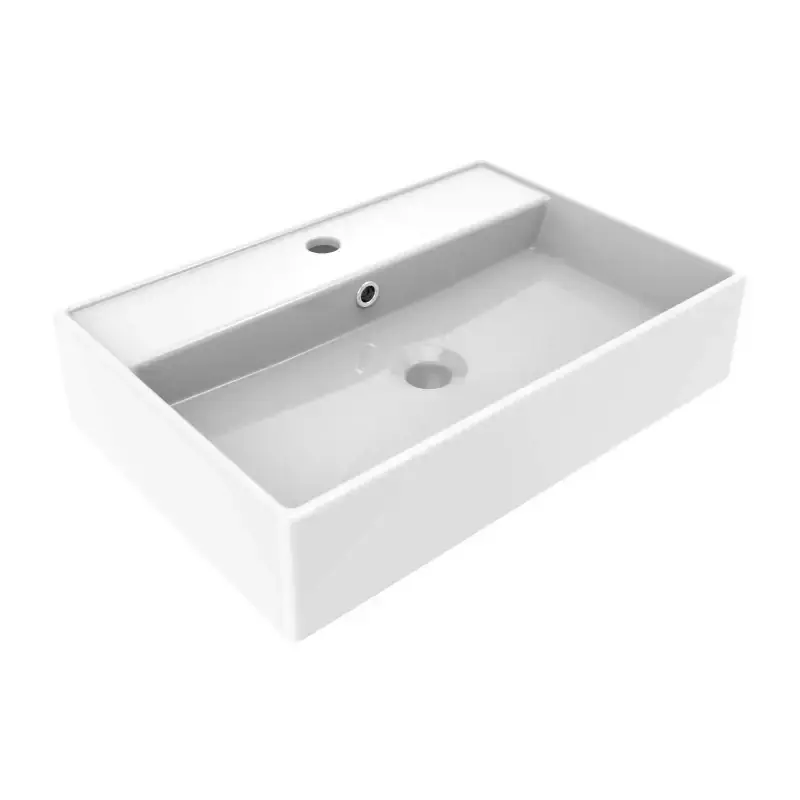 Lavabo da appoggio modello rettangolare colore bianco lucido Ercos Olimpia BLCERLOLIM0004 Must-Have