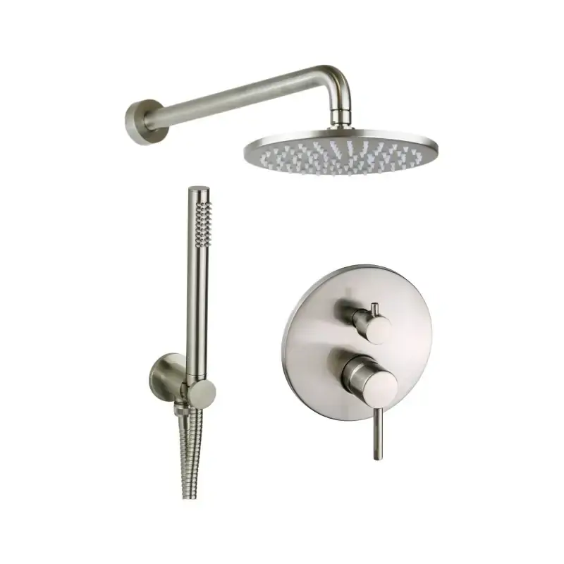 Più Venduto Kit doccia completo in colore Steel looking soffione 200 mm Pollini Jessy C477355255NS