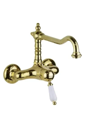 Miscelatore lavello a parete con bocca girevole oro lucido Porta&Bini New Old 50451DO Economico