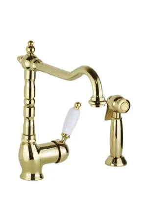 Miscelatore lavello cucina con doccia esterna estraibile colore oro Porta&Bini New Old 50478DO Offerta Limitata