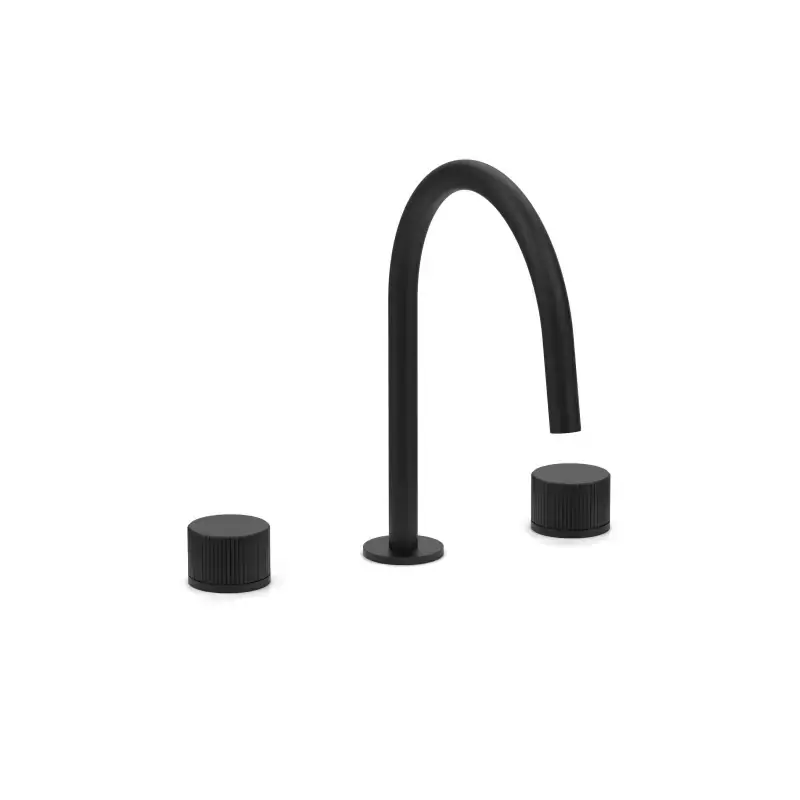 Batteria lavabo a 3 fori colore nero opaco con bocca di erogazione fissa Paffoni Jo JO052NO Ultime Pezzi