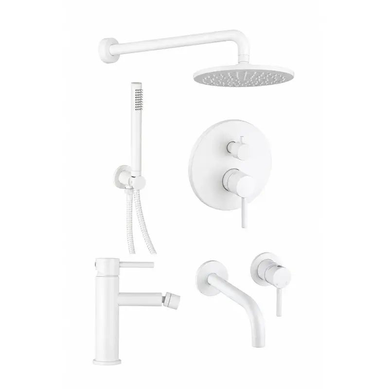 Set completo miscelatori per bagno in colore bianco opaco Pollini Jessy KITJES3BO Di Tendenza