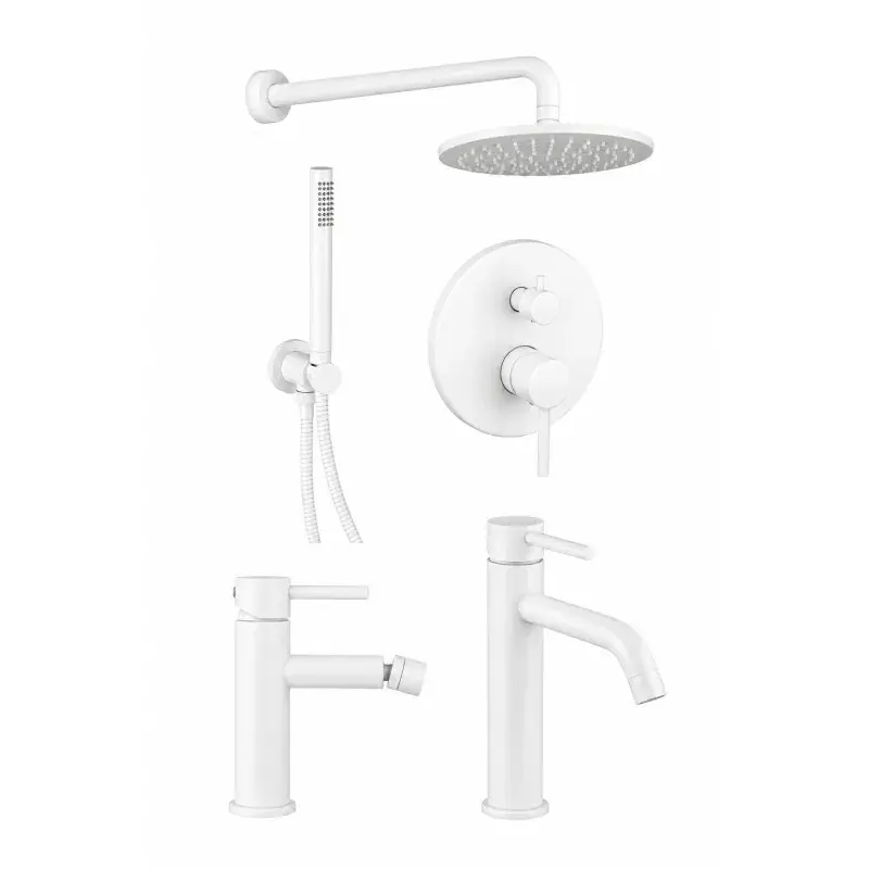 Set bagno completo di miscelatore lavabo alto bidet e set doccia bianco opaco Pollini Jessy KITJES4BO Prezzo Scontato