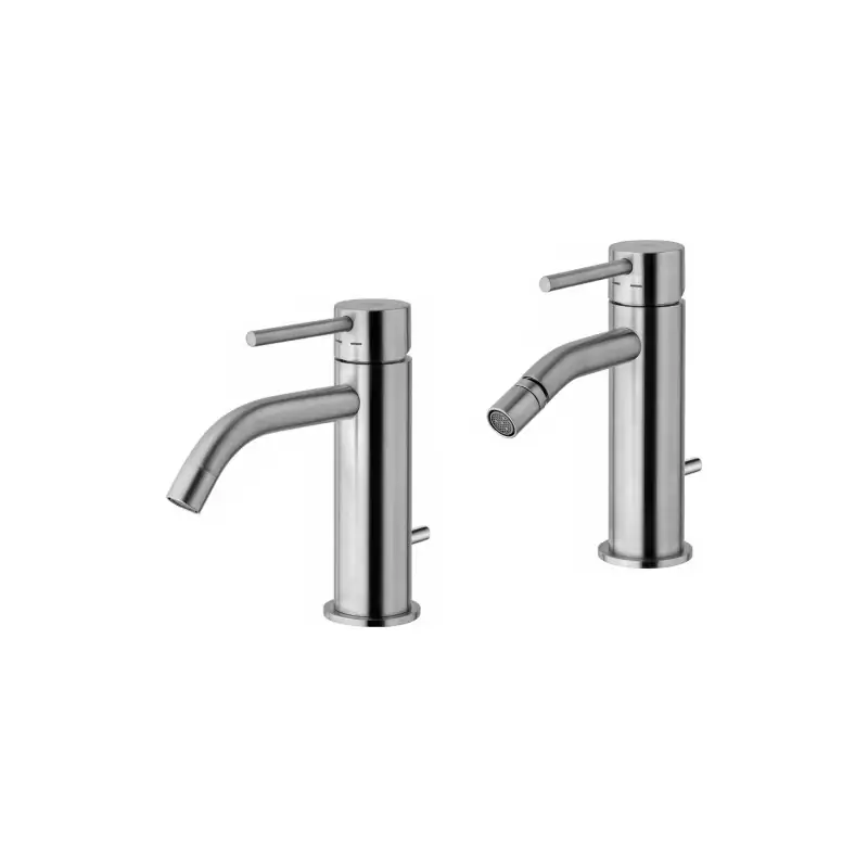 Ultimissimo Modello Set miscelatore lavabo e bidet con piletta di scarico colore steel looking Paffoni Light KITLIG2ST