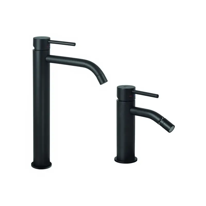 Miglior Prezzo Set miscelatore lavabo alto e bidet senza piletta di scarico colore nero opaco Paffoni Light KITLIG4NO