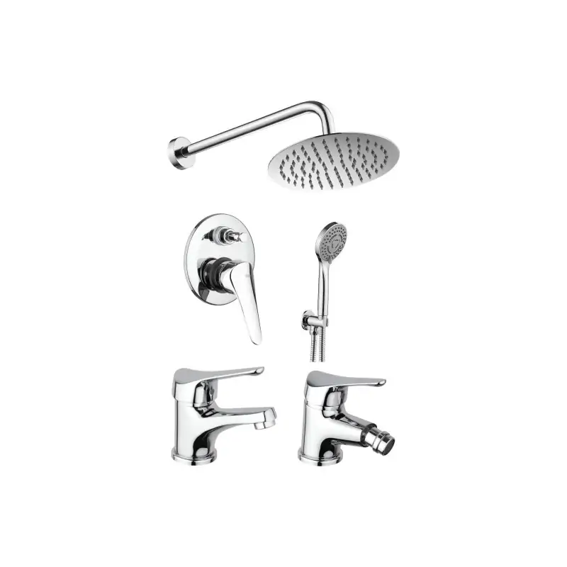 Novità Kit completo rubinetteria arredo bagno in colore cromo Piralla Ariel KITARIEL6CR