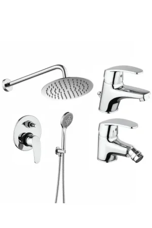Consegna Rapida Set rubinetteria con miscelatore lavabo, bidet e kit doccia in colore cromo Piralla Ofelia KITOFELIA6CR