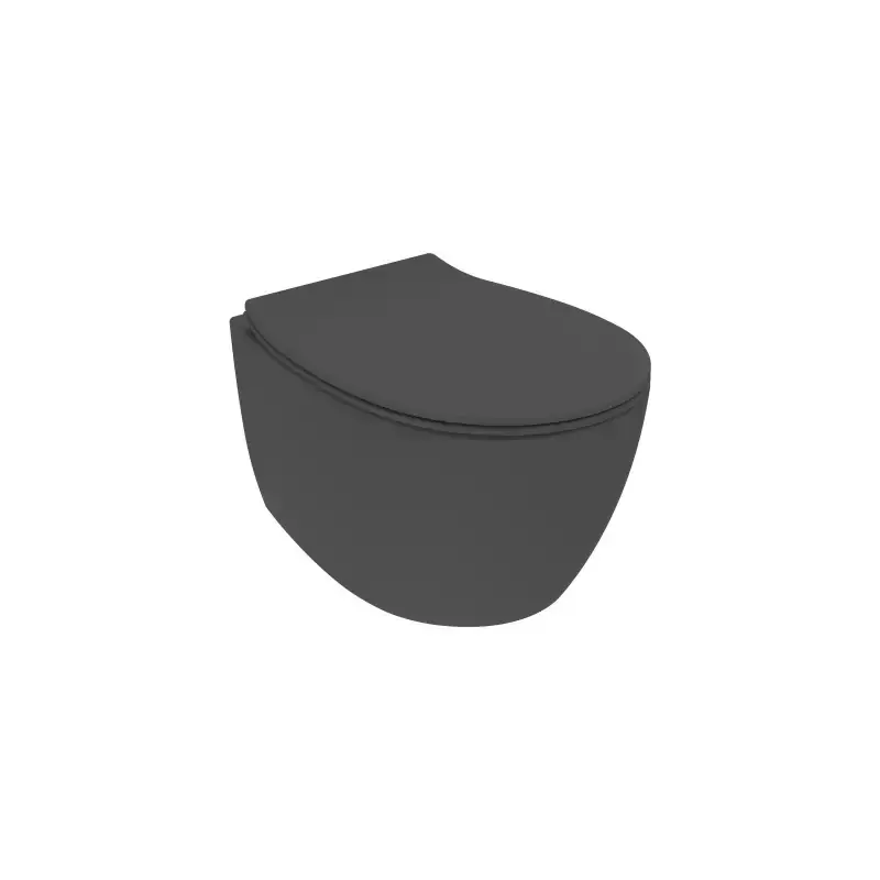 Vaso sospeso nero opaco con sedile e profondità di 51 cm con copri WC SoftClose Ercos Kite KITBCKTEKVASO0001 Ultima Occasione