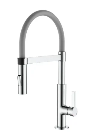 Acquista Ora Miscelatore lavello cucina canna in silicone grigio doccia due getti Pollini MAKY MXCUMC293AG