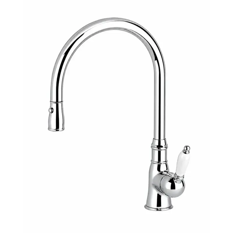 Novità Miscelatore lavello cucina in stile retrò con doccia estraibile in ottone cromato Gattoni ORTA 0240/PCC0