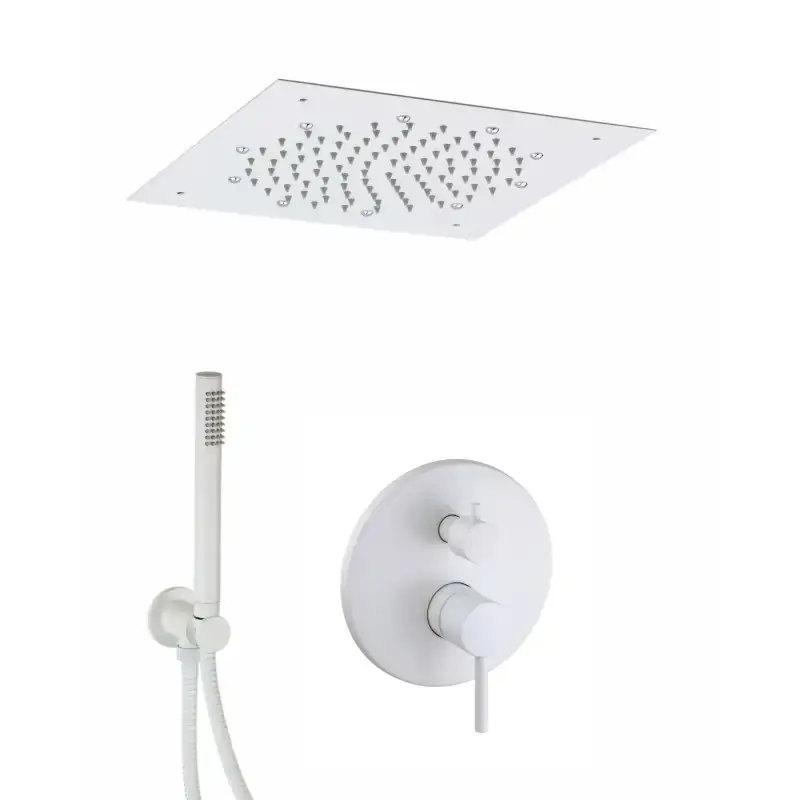 Kit doccia in colore bianco opaco con soffione a soffitto Pollini Jessy C420145255BO Ultima Occasione