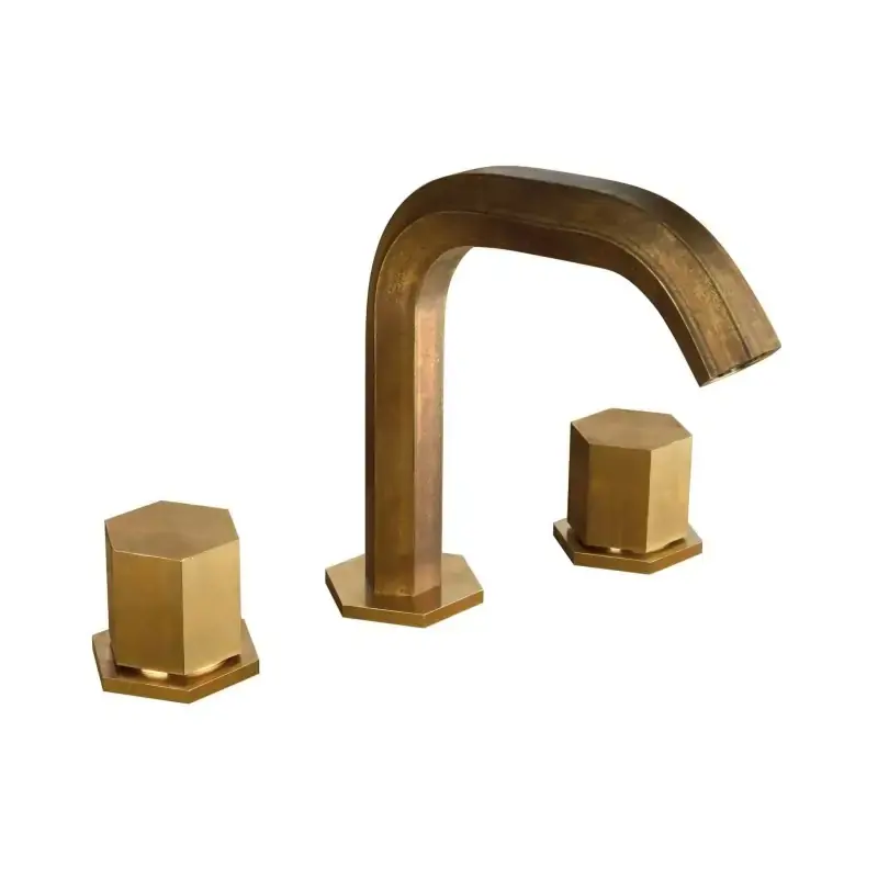 Consegna Rapida Batteria per lavabo a 3 fori in ottone naturale modello esagonale Mamoli Hexagonal 456500000057
