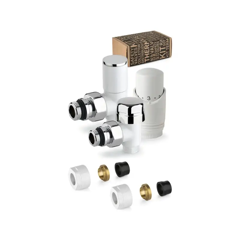 Kit valvole d‘arredo termostatizzabili colore bianco con raccordo per tubo rame APM 100KB 015 R 12 Professionale