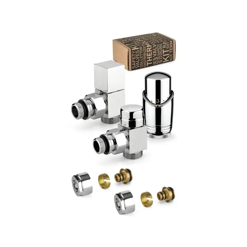 Kit valvole d‘arredo termostatizzabili colore cromo modello quadro con raccordo per tubo multistrato APM 107KC 015 M 16 12 Scelto Dai Clienti