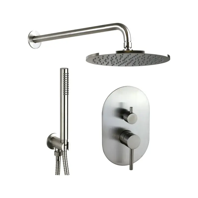 Professionale Kit doccia completo modello tondo in acciaio AISI 316 Pollini Jessy Steel CY10407255AS