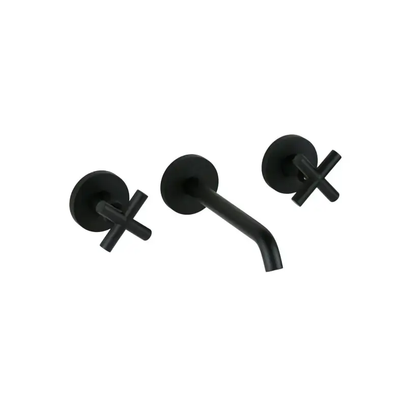 Professionale Rubinetto lavabo a parete modello a 3 fori in colore nero opaco Gattoni Taolos 1510515NO