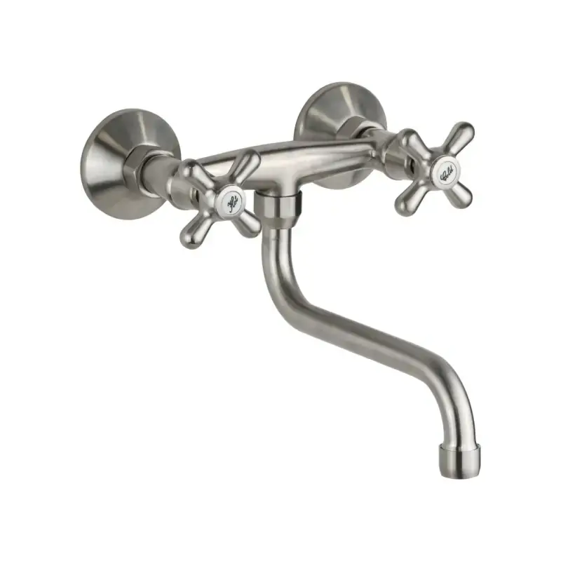 Pagamento Sicuro Lavello cucina a parete doppia manopola in colore nichel spazzolato Gattoni 7550/RENS