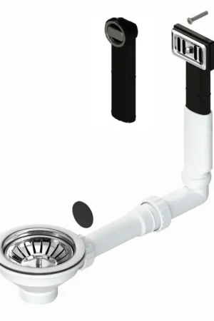 Compra Oggi Stesso Piletta di scarico lavello Ø114 mm con troppopieno rettangolare L.B. Plast DS590-77-CL