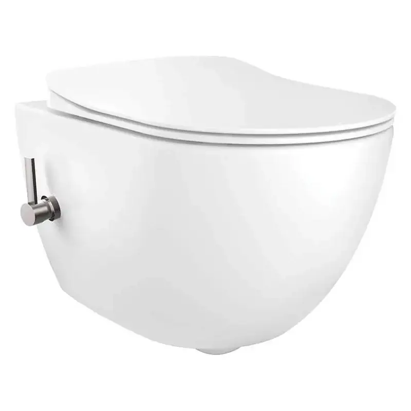 Consegna Rapida Wc sospeso in ceramica senza brida con miscelatore per funzione bidet colore bianco lucido Deante Peonia CBP_6WPW