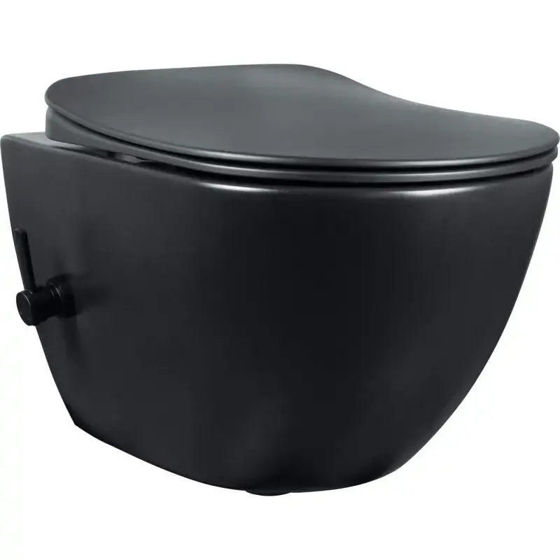 Professionale Wc sospeso in ceramica senza brida con miscelatore per funzione bidet colore nero opaco Deante Peonia CBP_NWPW
