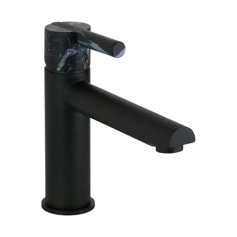 Miscelatore per lavabo canna prolungata nero opaco maniglia in pietra FP Pattaroni UNIC° U-MFLG-BLKMRB05 Quantità Limitata