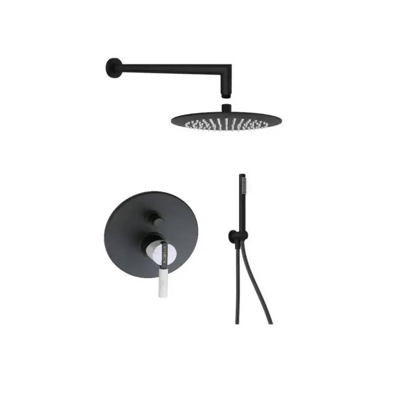 Kit doccia completo in colore nero opaco maniglia in pietra bianca FP Pattaroni UNIC° KITUNI1 Più Venduto